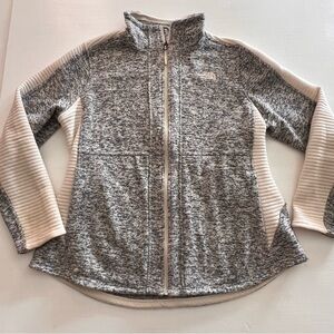 GUC Women's XL The North Face Gray and Cream Bomber Jacket Quilted Heather 134